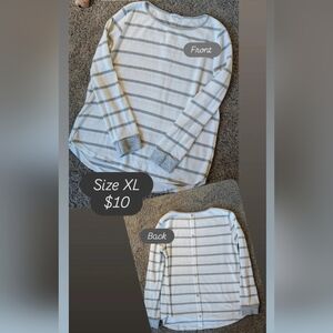 Striped Gray and White Long Sleeve Shirt